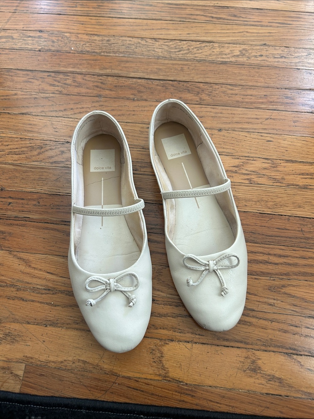 Dolce Vita Ivory Mary Jane Ballet Flats with Bow